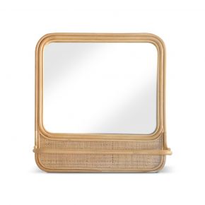 MIRROR RATTAN SQUARE CURVE NAT 60X60CM