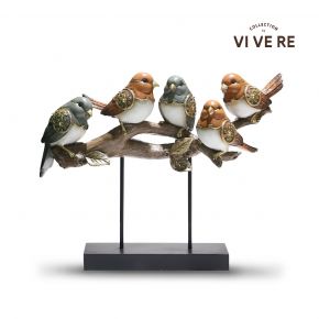 OBJECT DECO FIVE BIRDY MIX COLOR 37X11X29CM