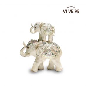 OBJECT DECO DUO ELEPHANT NORA CREAM GOLD 17X19CM